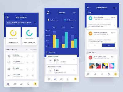 Business Analysis App android app card chart clean dashboard data design desktop illustration ios landing light logo mobile onboarding profile ui web website