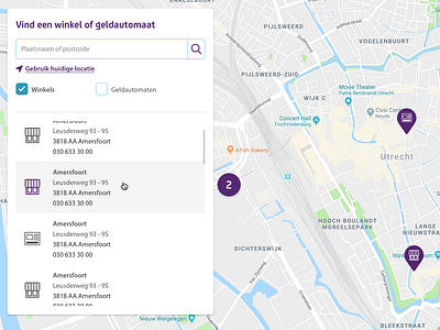 SNS Winkelzoeker googlemaps storefinder ui element uidesign