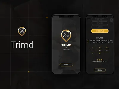 Trimd Barber's App ! android app calendar design home icon ios login minimal mobile ui uiux user interface ux