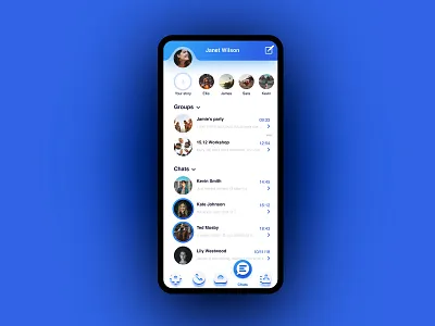 IMO app - video calls and chats app appdesign blue call app chat design group message app simple ui userexperience userinterface ux video app web