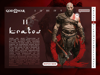 Movie Webpage color design dribbble god god of war movie movie app movie art movie booking part playlist specscale typography ui ux watch web webconcept webdesign website