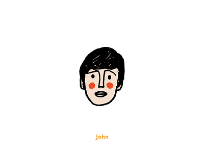 Fab Four - John art beatles doodle fun grit hand drawn illustration texture vector