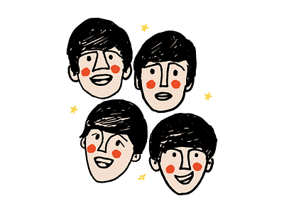 Fab Four art beatles doodle fun art grit hand drawn illustration texture vector