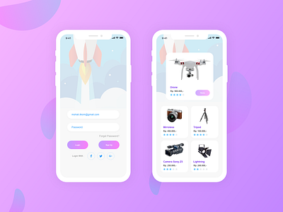 Login & Home Rental Cam animation app bootstrap 4 branding camera color front end icon illustration ios 12 ios app landing page logo mobile mobile app sketch app typography ui ux vector