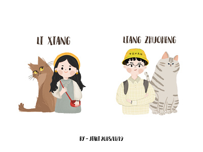 约稿头像 boy cat design girl illustration