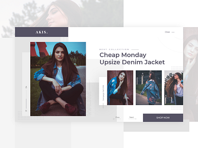 AKIS: Detail page carousel clean e commerce element fashion grid grid layout logo shoot ui ux