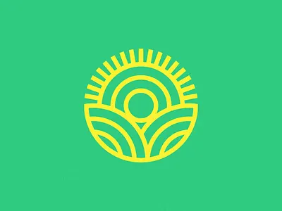 Sunny Pasture Farms Logo agriculture farm grain icon line logo minimal