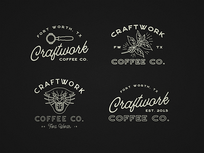 Craftwork Coffee Co apparel design badge coffee coffee cherry craftwork design fort worth icon illustration illustrator logo panther panther city portafilter tshirt design type typography vector