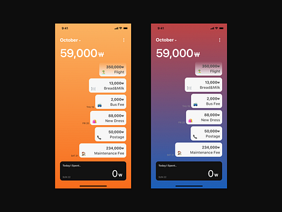 Monthly Expenses app gradient ui uidesign ux