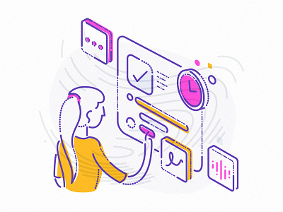 Customise bright business character colour and lines finance fintech graphic illustration james oconnell lines minimal thumbprint