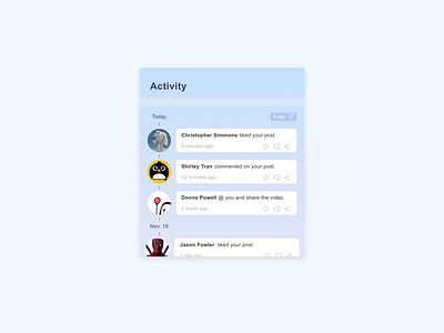 Activity Feed | Daily UI 047 activity activity feed activity stream dailyui ui