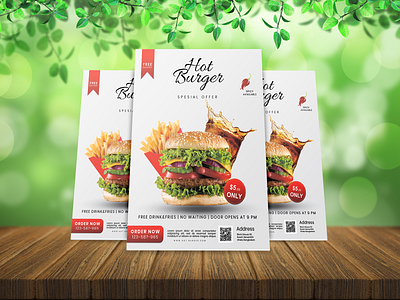 hot burger flyer design brand clean creative flyer fresh design