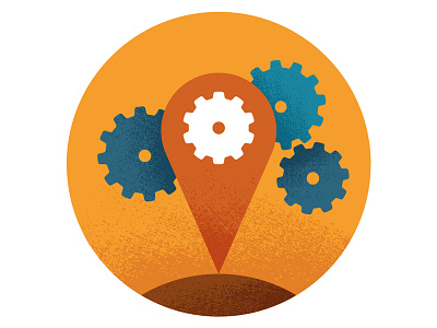 Function dictating location cogs editorial estate function global icon illustration location machine magazine place real spot