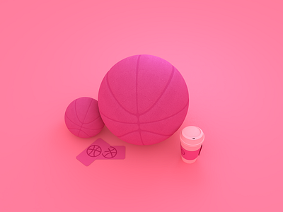 Hi dribbble! ball blender blender3d coffee dribbble first shot hello dribbble illustration inviting minimalism ticket