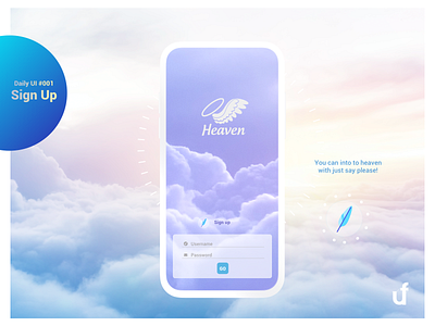 Heaven - Sign Up daily 100 challenge dailyui dailyui 001 heaven sign in sign up ui uidesign userinterface userinterfacedesign ux uxdesign wings