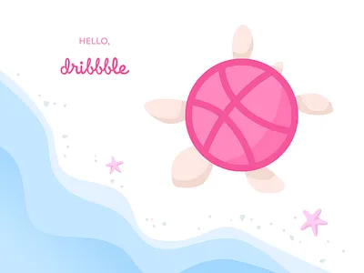 Hello Dribbble! beach debut debut shot dribbble hello hello dribbble sea tortoise turtle
