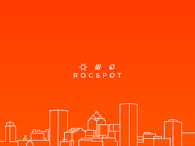 ROCSPOT city cityscape gotham icon identity illustration illustrator line red rochester solar solar panel vector