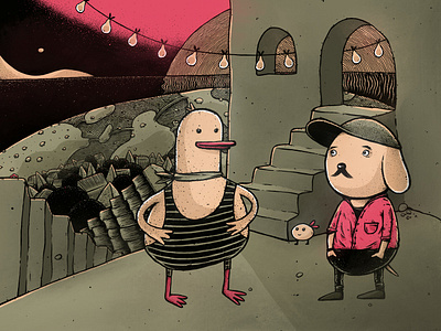 Perspectives character design dog duck illustration landscape procreate