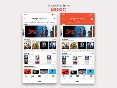 Google Play Store- Music Redesign | Material Design 2 android app design android app development app concept app dashboard app design branding concept app concept design illustration ios app design ios app development logo material design ui ux vector website builder website design