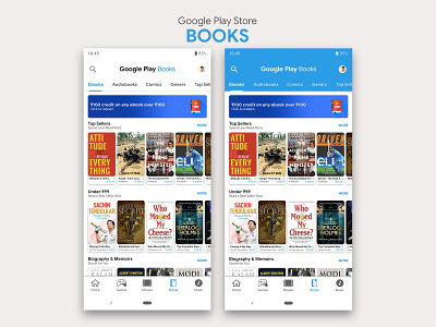 Google Play Store- Books Redesign | Material Design 2 android app design android app development android pie app concept app dashboard app design branding concept app concept design illustration ios app design ios app development logo material design ui ux vector website concept website design
