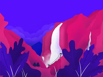 Waterfall ad art colours design drawing flat ipad pencil procreate sketch waterfall