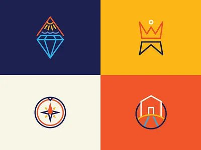 A City of Care badge clean compass crystal house icon kids lake line logo modern