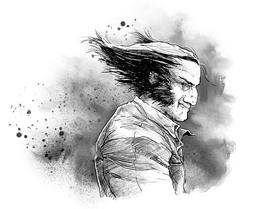 logan apple pencil art comic art illustration line art logan messy wolverine