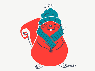 Winter Squirrel character design illustration mid century monikanimated procreate retro women in illustration