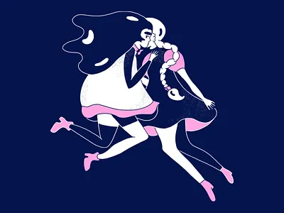 Underwater abstract art character drawing fashion illustration line line art