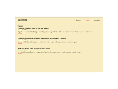DailyUI#51 - Press Page 051 dailyui paper press press page