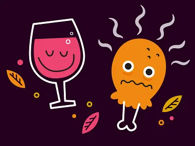 Happy Thanksgiving face illustration thanksgiving turkey leg wine