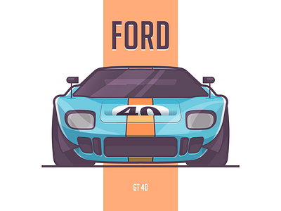 Ford Gt40 auto car classic fast flat ford gt40 gulf illustration small sport stroke vector