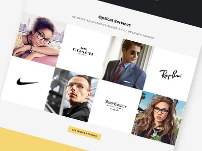 "Optical Services" section for the eye care clinic website. branding design eye care layout typogaphy ui ui ux ui design uidesign uidesigner uiux uiux design uiuxdesign ux ux design uxdesign uxdesigner web webdesign website
