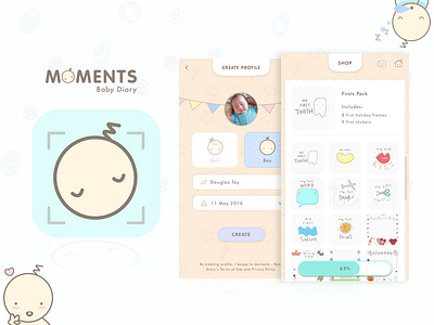 Cherish Every Moment baby diary illustration jin design ui ux