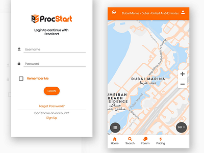 Login Screen and Home page home page login screen ui map map based home page mobileui ui