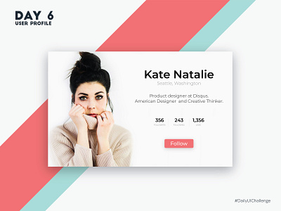 User Profile daily 100 challenge dailyui dailyuichallenge design follow illustration ux