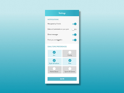 Daily UI #007 app dailyui settings uidesign uxdesign