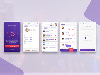 Mobile app UI/UX android app design branding ios app ios app design ios design marketplace mobile app mobile app design mobile application mobile ui kit properties purple real estate rental sketch ui kit ui ux ux design