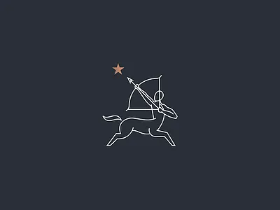 Centaur aim arrow bow centaur geometry horse icon illustration line lineart logo man mark precise runner star