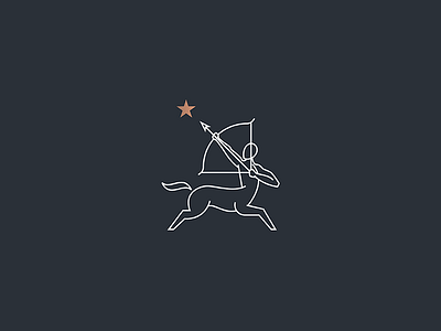 Centaur aim arrow bow centaur geometry horse icon illustration line lineart logo man mark precise runner star