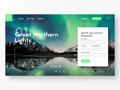 Travel Page Design adventure app brand branding design discover iceland icon identity ios landing page minimal mountains northern lights travel travel app ui ui ux design ui dashboard ux