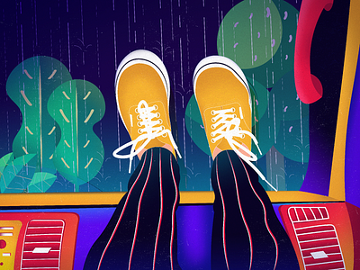 Vans, Colours & Shape #3 car colourful flat gradient illustration illustrator nature rain ui vans