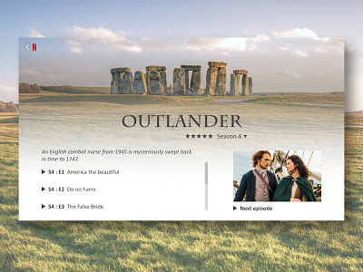 Daily UI 025 : TV App 025 app dailyui outlander tvapp tvshow web webdesign