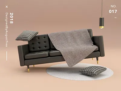 C4D+ 017 3d bolster c4d cloth furniture lamp leather sofa