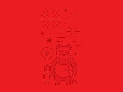 Panda Express Illustration bear dots fireworks illustration kid love panda