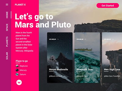 Planet X artdirection concept desktop app interface landing page minimal product design travel app uidesign uxdesign