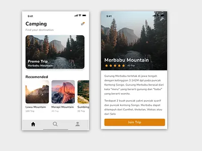 Camping App app ui ux