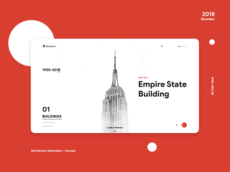 Architecture Exploration - Concept adobe xd animation architechture illustration material design minimal motion design red typography ui ux web design