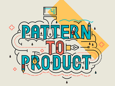 Pattern to product branding brush color design flat illustration lettering logo minimal pattern product type typography vector