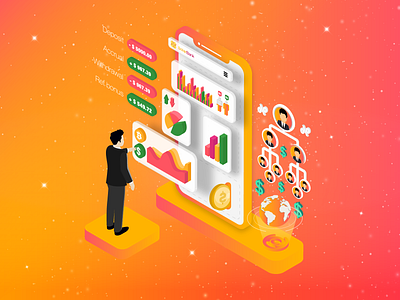 Isometric illustration for Fintech project banking bitcoin blockchain coin crypto cryptocurrency deposit design extej design agency finance fintech gradient illustration investment isometric mobile application payment user experience design user interface ui web design